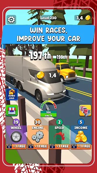 Idle Truck Racing : Cybertruck (Айдл Трак Рейсинг) [МОД: Много денег, Монет и Все открыто] Screenshot 2