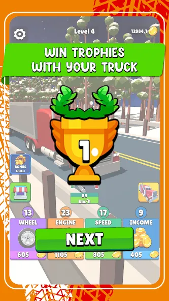 Idle Truck Racing : Cybertruck (Айдл Трак Рейсинг) [МОД: Много денег, Монет и Все открыто] Screenshot 4