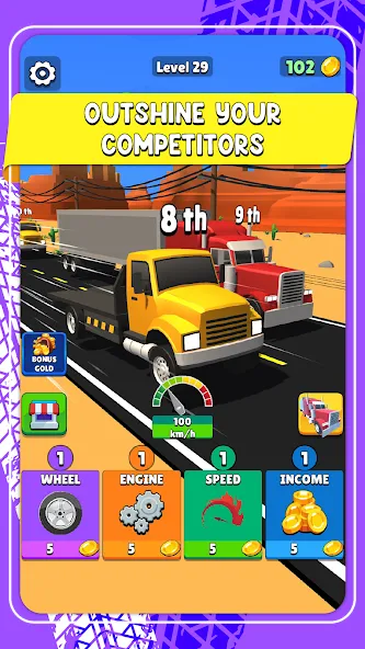 Idle Truck Racing : Cybertruck (Айдл Трак Рейсинг) [МОД: Много денег, Монет и Все открыто] Screenshot 5