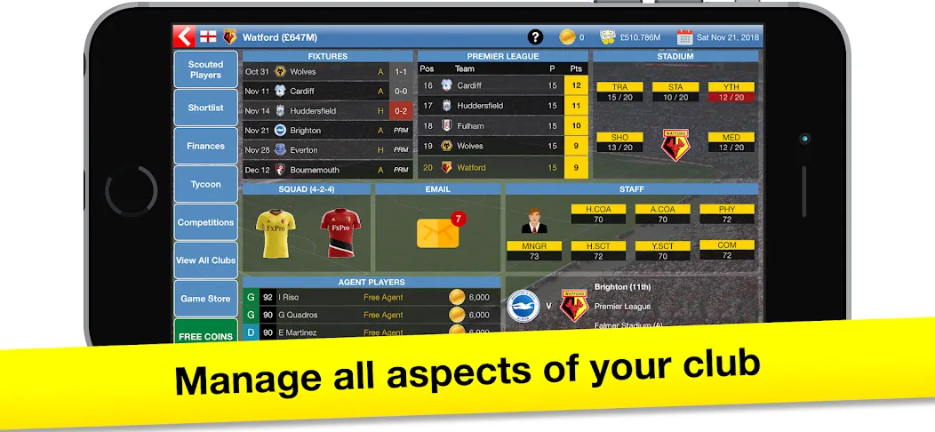 Soccer Tycoon: Football Game [МОД: Много монет, Открытые уровни и Мега MOD] Screenshot 1