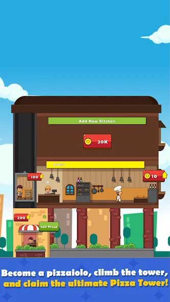 Pizza Tower: Idle Tycoon (Пицца Тауэр) [МОД: Деньги, Монеты и Меню MOD] Screenshot 1