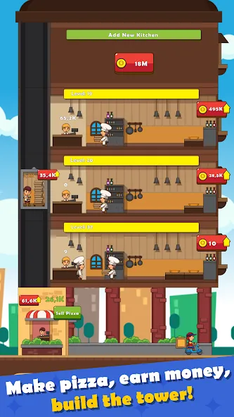 Pizza Tower: Idle Tycoon (Пицца Тауэр) [МОД: Деньги, Монеты и Меню MOD] Screenshot 2