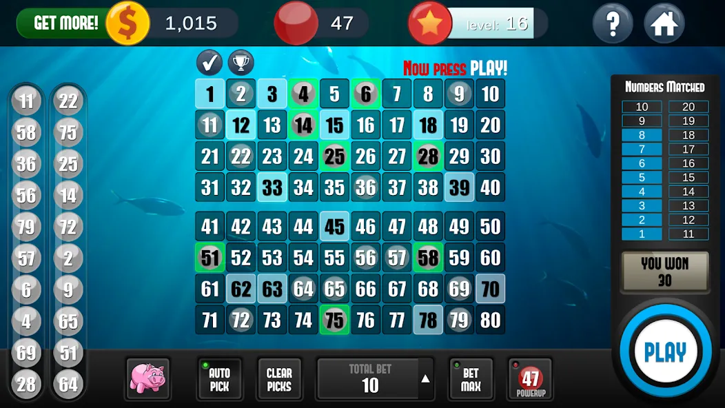 A Keno Game (А Кено игра) [МОД: Меню, Бесконечные монеты и Открытые уровни] Screenshot 1