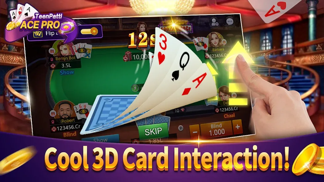 Teenpatti Ace Pro -poker,rummy (Тинпатти Эйс Про) [МОД: Меню, Бесконечные монеты и Открытые уровни] Screenshot 2