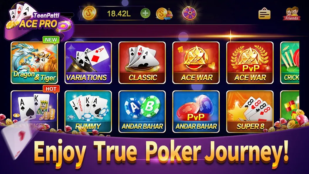 Teenpatti Ace Pro -poker,rummy (Тинпатти Эйс Про) [МОД: Меню, Бесконечные монеты и Открытые уровни] Screenshot 3