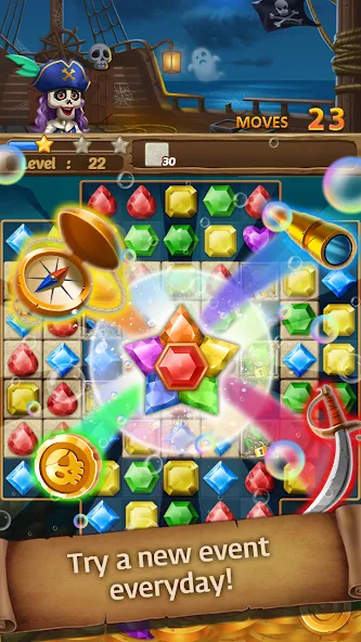 Jewels Ghost Ship: jewel games (Джуэлз Гост Шип) [МОД: Бесконечные деньги, Монеты и Мега MOD] Screenshot 2