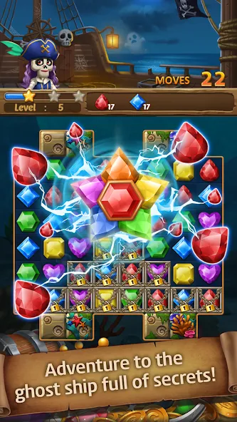 Jewels Ghost Ship: jewel games (Джуэлз Гост Шип) [МОД: Бесконечные деньги, Монеты и Мега MOD] Screenshot 5