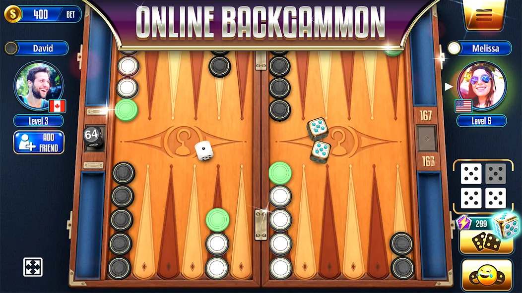 Backgammon Legends Online [МОД: Много монет, Открытые уровни и Мега MOD] Screenshot 1