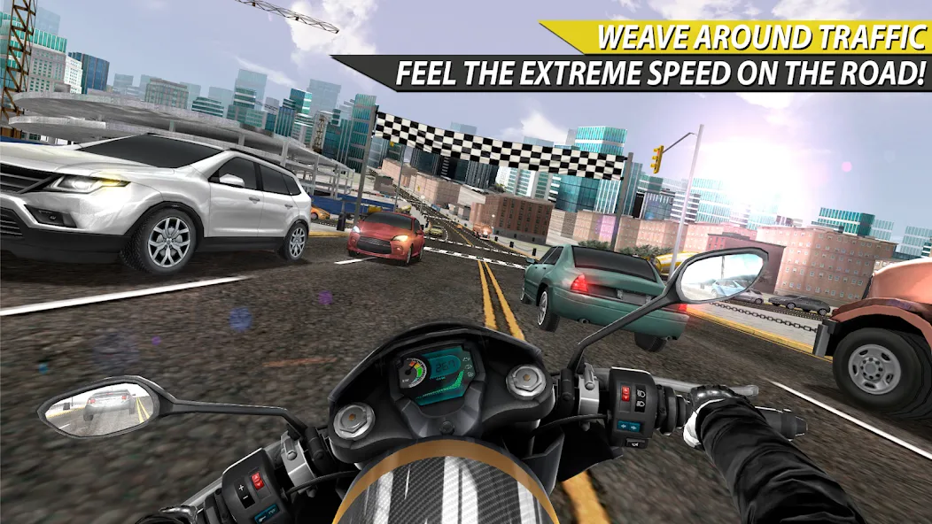Moto Rider In Traffic (Мото Райдер в Трафике) [МОД: Все открыто, Дополнительные деньги и Меню MOD] Screenshot 2