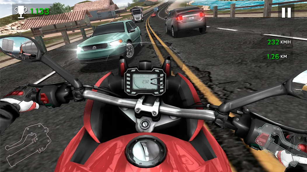 Moto Rider In Traffic (Мото Райдер в Трафике) [МОД: Все открыто, Дополнительные деньги и Меню MOD] Screenshot 5