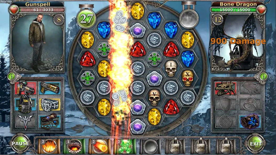 Gunspell - Match 3 Puzzle RPG (Ганспелл) [МОД: Много денег, Монет и Все открыто] Screenshot 1