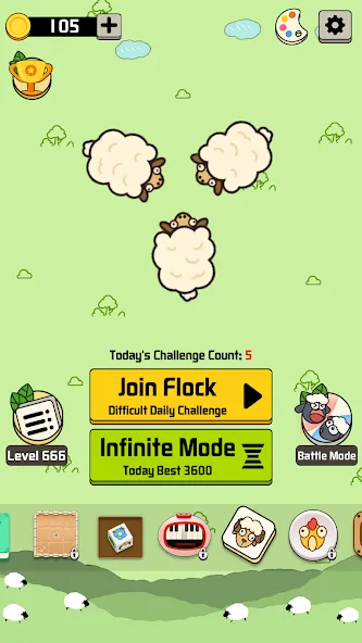 Sheep N Sheep: Daily Challenge (Шип эн Шип) [МОД: Все открыто, Дополнительные деньги и Меню MOD] Screenshot 1