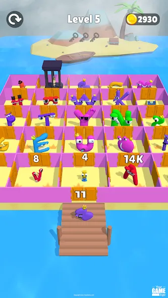 Alphabet Battle: Room Maze (Алфавит батл) [МОД: Меню, Бесконечные монеты и Открытые уровни] Screenshot 4