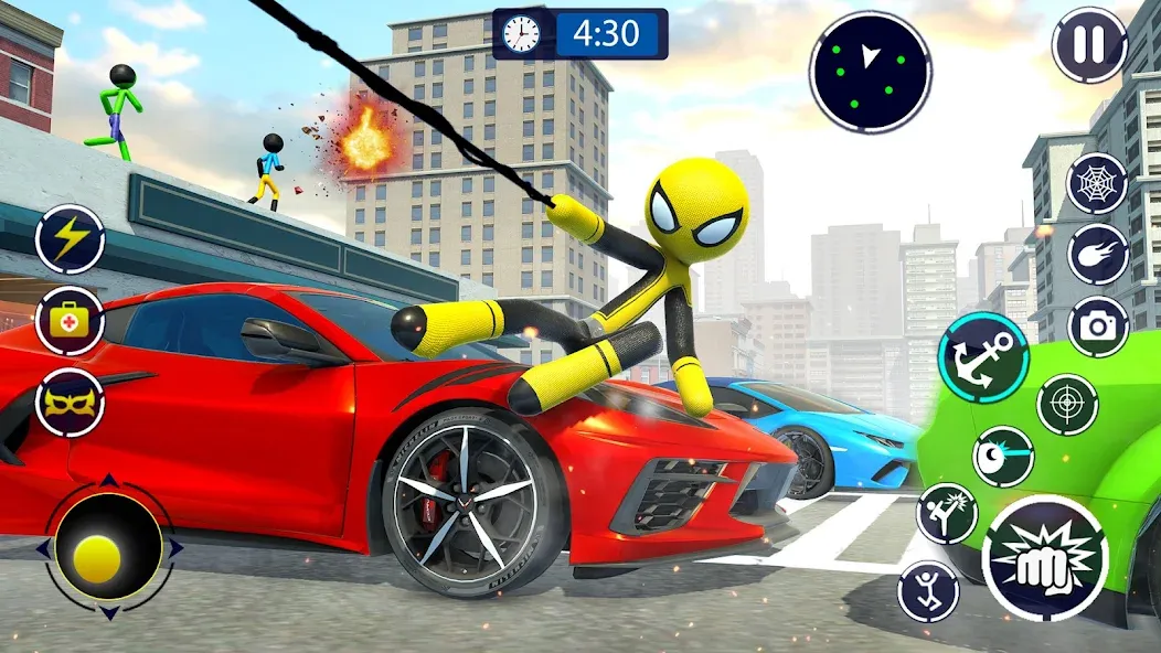 Spider Stickman Rope Hero Game [МОД: Деньги, Монеты и Меню MOD] Screenshot 1