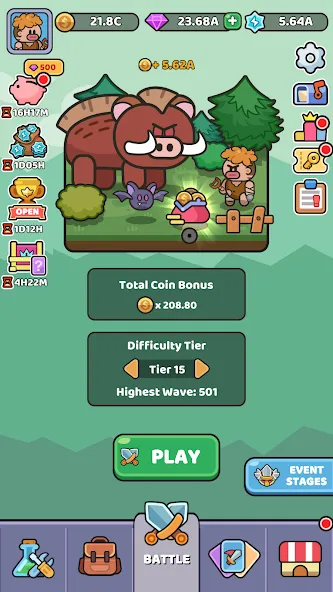 Wild Survival - Idle Defense (Уайлд Сурвивал) [МОД: Меню, Бесконечные монеты и Открытые уровни] Screenshot 1