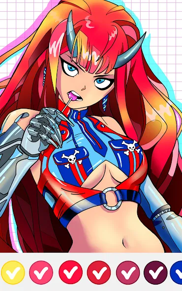 Anime Manga Color by Numbers [МОД: Все открыто, Дополнительные деньги и Меню MOD] Screenshot 1