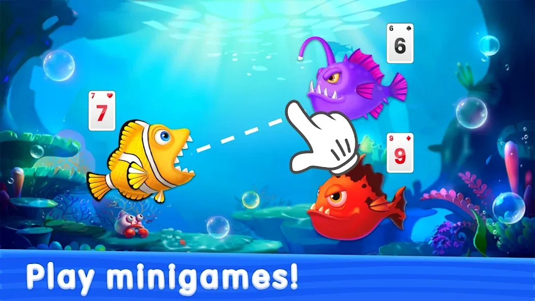 Solitaire TriPeaks: Aquarium (Солитер ТриПикс) [МОД: Много денег, Монет и Все открыто] Screenshot 1