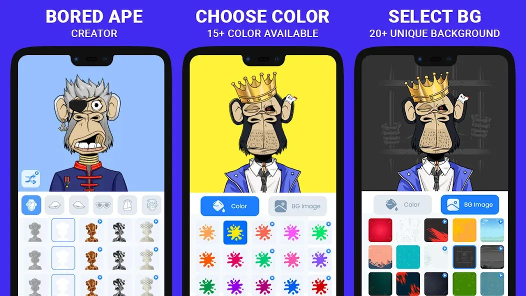 Bored Ape Maker - NFT Art (Боред Эйп Мейкер) [МОД: Много денег, Монет и Все открыто] Screenshot 2