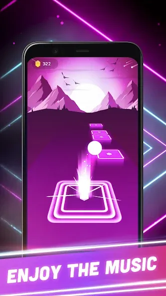 Hop Tiles 3D: Hit music game (Хоп Тайлс 3Д) [МОД: Бесконечные деньги, Монеты и Мега MOD] Screenshot 1