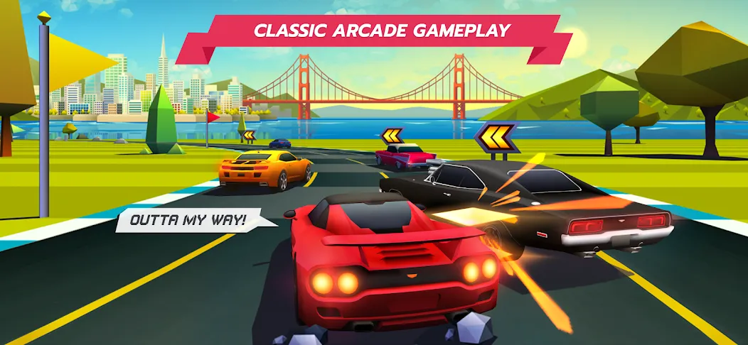 Horizon Chase – Arcade Racing (Хорайзон Чейс) [МОД: Бесконечные деньги, Монеты и Мега MOD] Screenshot 1