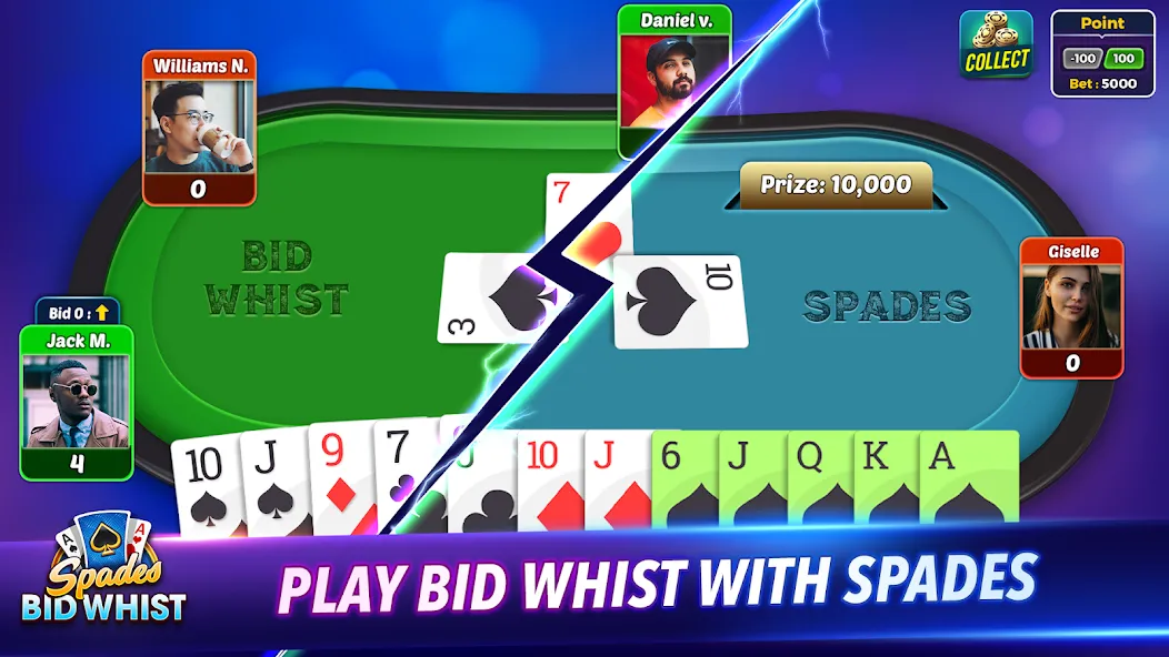 Spades: Bid Whist Classic Game (Бид Вист Классик) [МОД: Меню, Бесконечные монеты и Открытые уровни] Screenshot 2