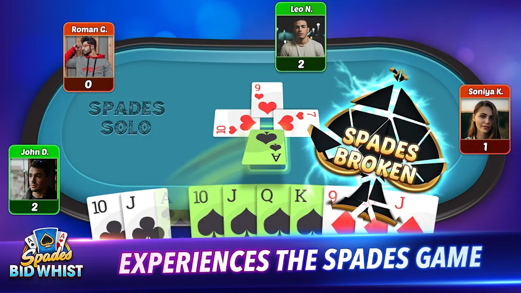 Spades: Bid Whist Classic Game (Бид Вист Классик) [МОД: Меню, Бесконечные монеты и Открытые уровни] Screenshot 3