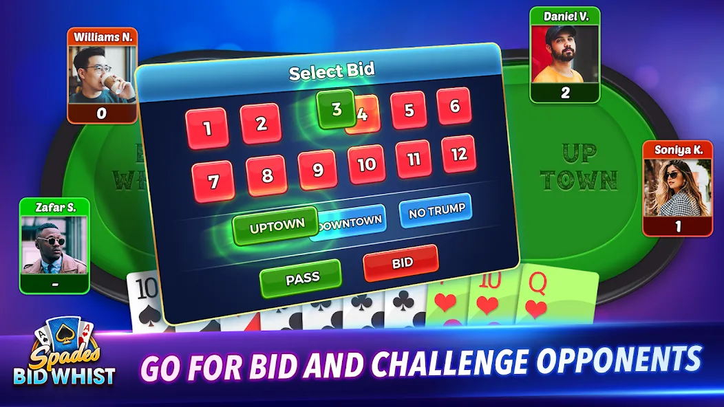 Spades: Bid Whist Classic Game (Бид Вист Классик) [МОД: Меню, Бесконечные монеты и Открытые уровни] Screenshot 5