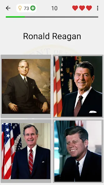 US Presidents and History Quiz [МОД: Меню, Бесконечные монеты и Открытые уровни] Screenshot 2