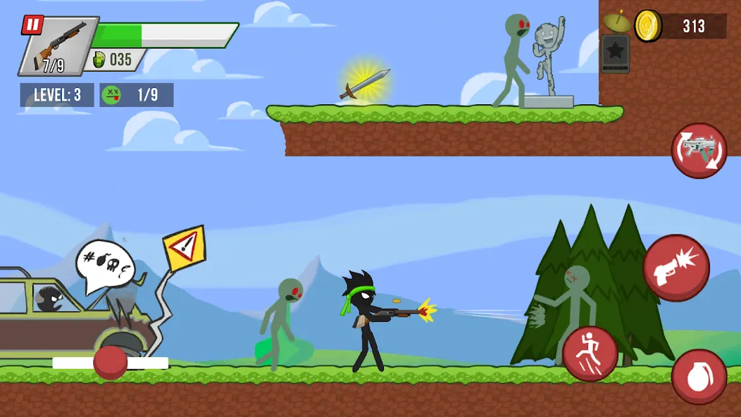 Stick vs Zombies (Стикмен против Зомби) [МОД: Деньги, Монеты и Меню MOD] Screenshot 1