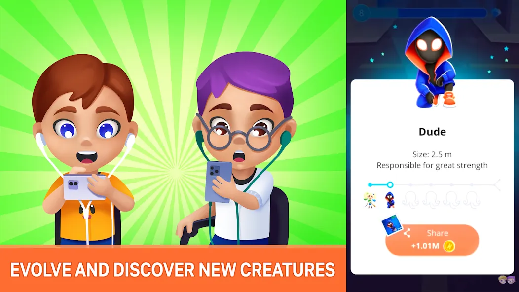 Human Evolution Clicker [МОД: Все открыто, Дополнительные деньги и Меню MOD] Screenshot 1