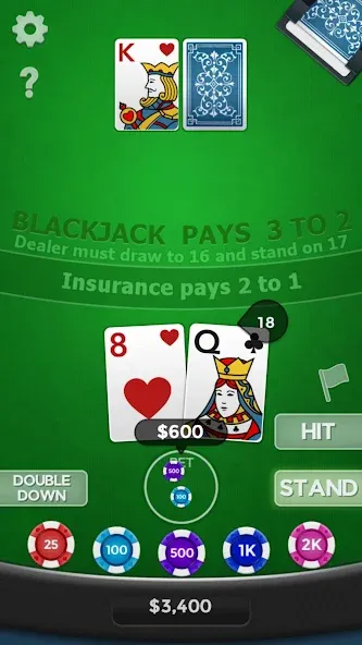Blackjack 21 [МОД: Все открыто, Дополнительные деньги и Меню MOD] Screenshot 2