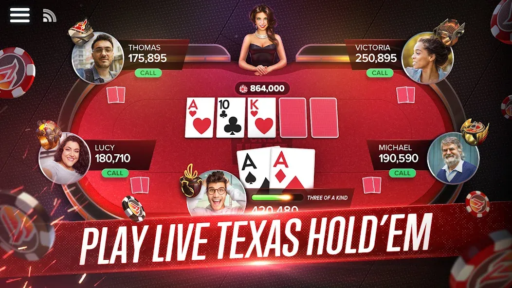 Poker Heat™ Texas Holdem Poker (Покер Хит) [МОД: Деньги, Монеты и Меню MOD] Screenshot 1