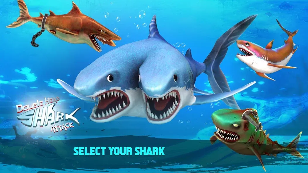 Double Head Shark Attack PVP [МОД: Бесконечные деньги, Монеты и Мега MOD] Screenshot 2