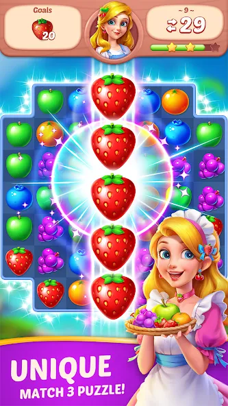 Fruit Diary - Match 3 Games [МОД: Меню, Бесконечные монеты и Открытые уровни] Screenshot 1