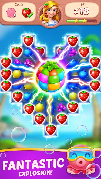 Fruit Diary - Match 3 Games [МОД: Меню, Бесконечные монеты и Открытые уровни] Screenshot 2