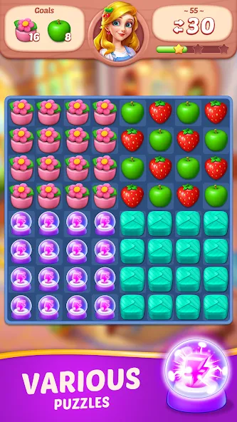Fruit Diary - Match 3 Games [МОД: Меню, Бесконечные монеты и Открытые уровни] Screenshot 5