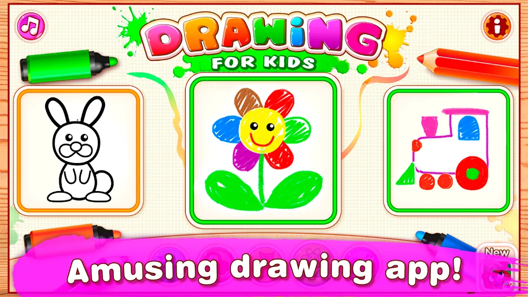 Bini Drawing for Kids Games (Бини) [МОД: Все открыто, Дополнительные деньги и Меню MOD] Screenshot 1