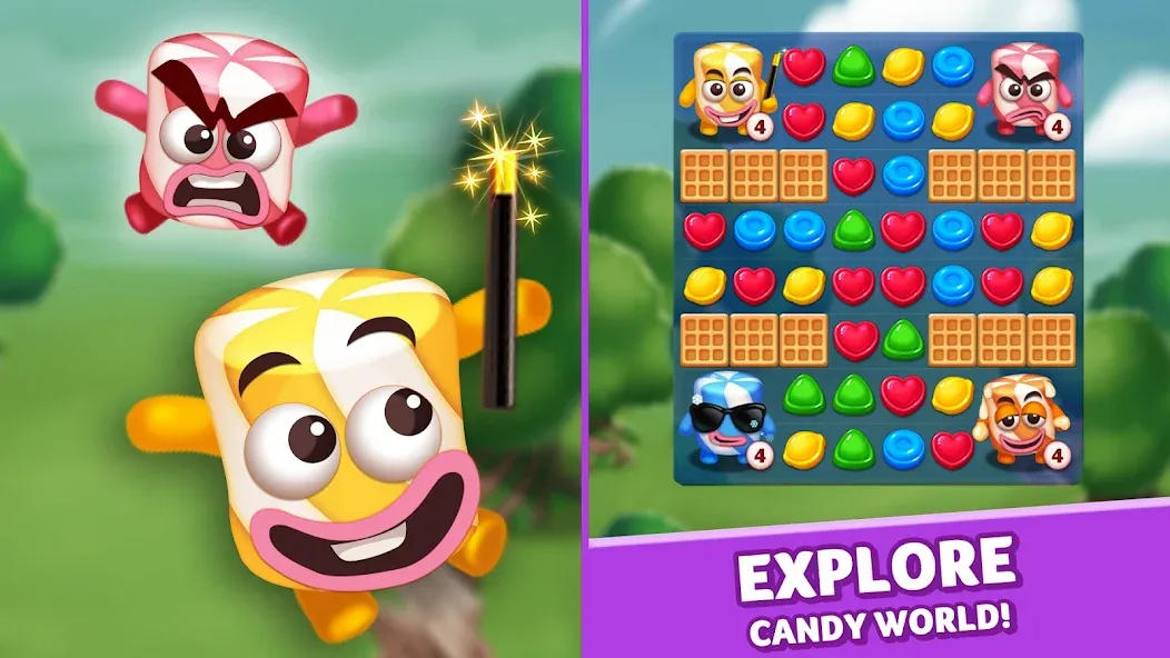 Lollipop & Marshmallow Match3 [МОД: Все открыто, Дополнительные деньги и Меню MOD] Screenshot 1
