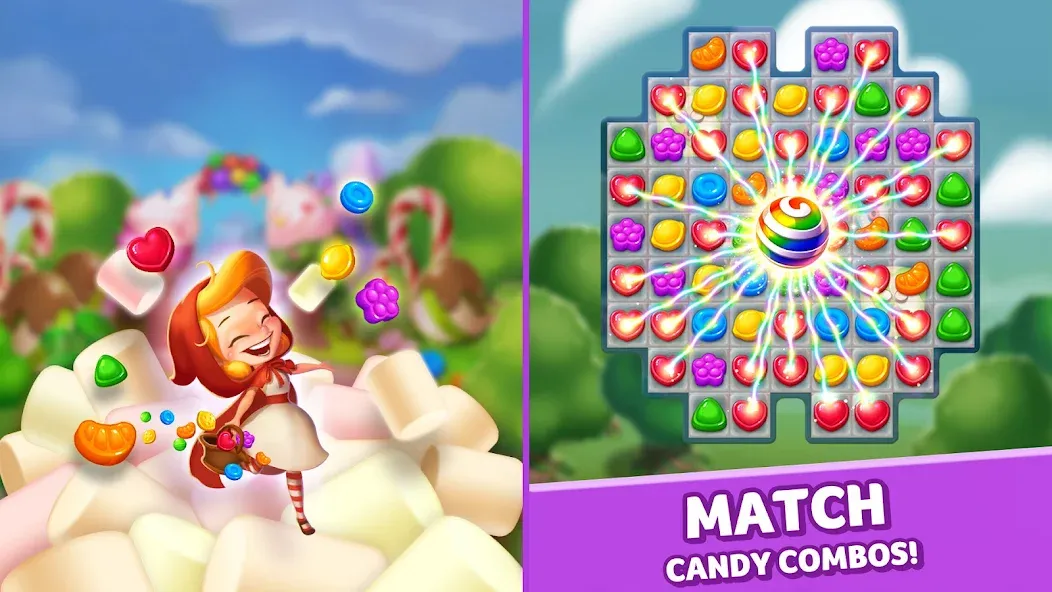 Lollipop & Marshmallow Match3 [МОД: Все открыто, Дополнительные деньги и Меню MOD] Screenshot 5