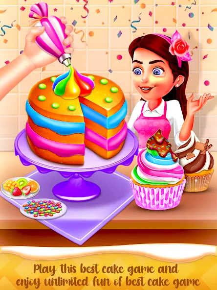 Cake Maker Cooking Cake Games (Кейк Мейкер кулинарные игры на приготовление тортов) [МОД: Все открыто, Дополнительные деньги и Меню MOD] Screenshot 1