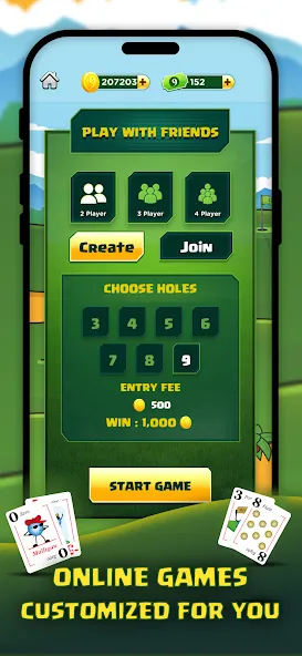 Play Nine: Golf Card Game (Плей Найн) [МОД: Много денег, Монет и Все открыто] Screenshot 5