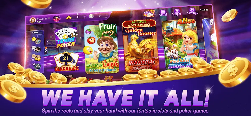 Happy Poker Slots (Хэппи Покер Слоты) [МОД: Меню, Бесконечные монеты и Открытые уровни] Screenshot 1