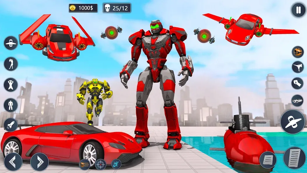 Flying Car Robot Game Car Game [МОД: Меню, Бесконечные монеты и Открытые уровни] Screenshot 4