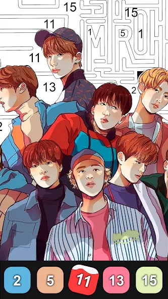 Kpop Paint by Numbers BT21 [МОД: Деньги, Монеты и Меню MOD] Screenshot 3