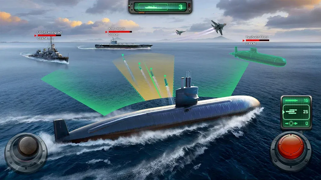 Sea War: Raid (Юбоат) [МОД: Меню, Бесконечные монеты и Открытые уровни] Screenshot 2