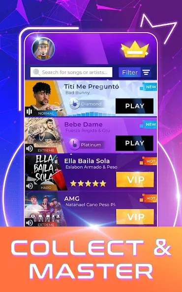 Beat Tiles: Music Game (Бит Тайлс) [МОД: Меню, Бесконечные монеты и Открытые уровни] Screenshot 3