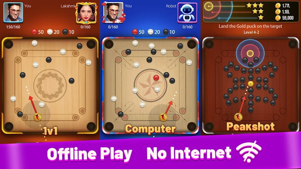 Carrom Meta-Board Disc Game (Карром Мета) [МОД: Бесконечные деньги, Монеты и Мега MOD] Screenshot 2