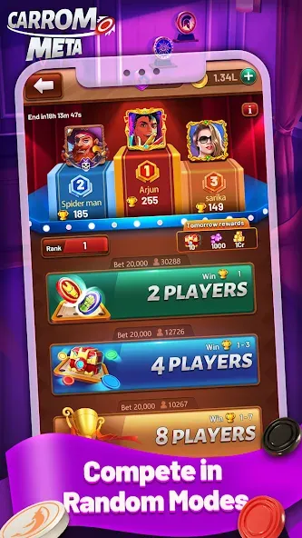 Carrom Meta-Board Disc Game (Карром Мета) [МОД: Бесконечные деньги, Монеты и Мега MOD] Screenshot 4