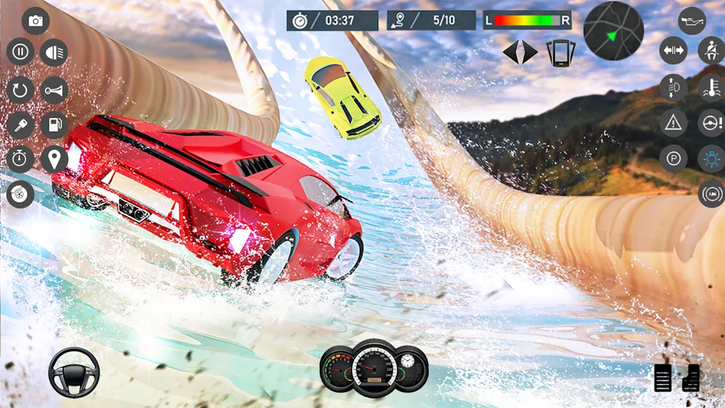 Water Slide Car Race games (Ватер Слайд Кар Рейс игры) [МОД: Бесконечные деньги, Монеты и Мега MOD] Screenshot 1
