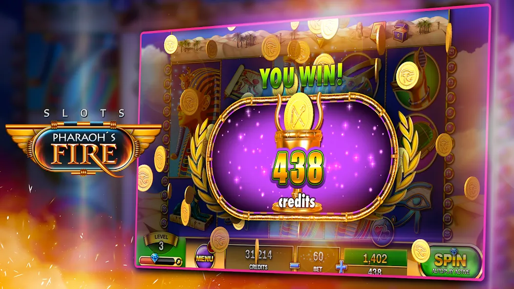 Slots - Pharaoh's Fire (Слоты) [МОД: Деньги, Монеты и Меню MOD] Screenshot 3